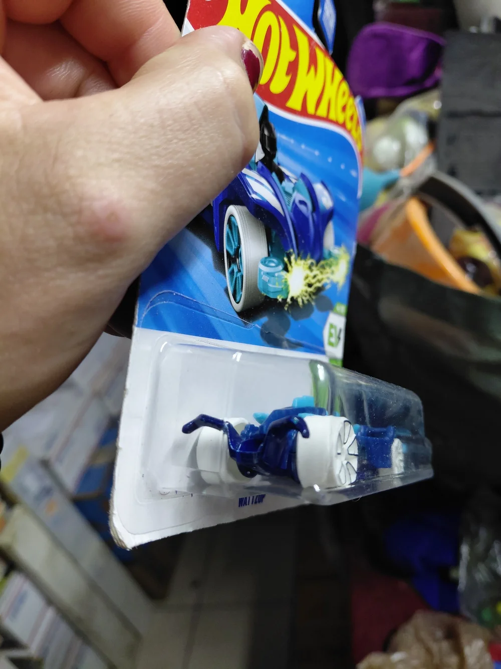 the Hot Wheels Wattzup electric concept car in blue from the HW EV series (4/10,